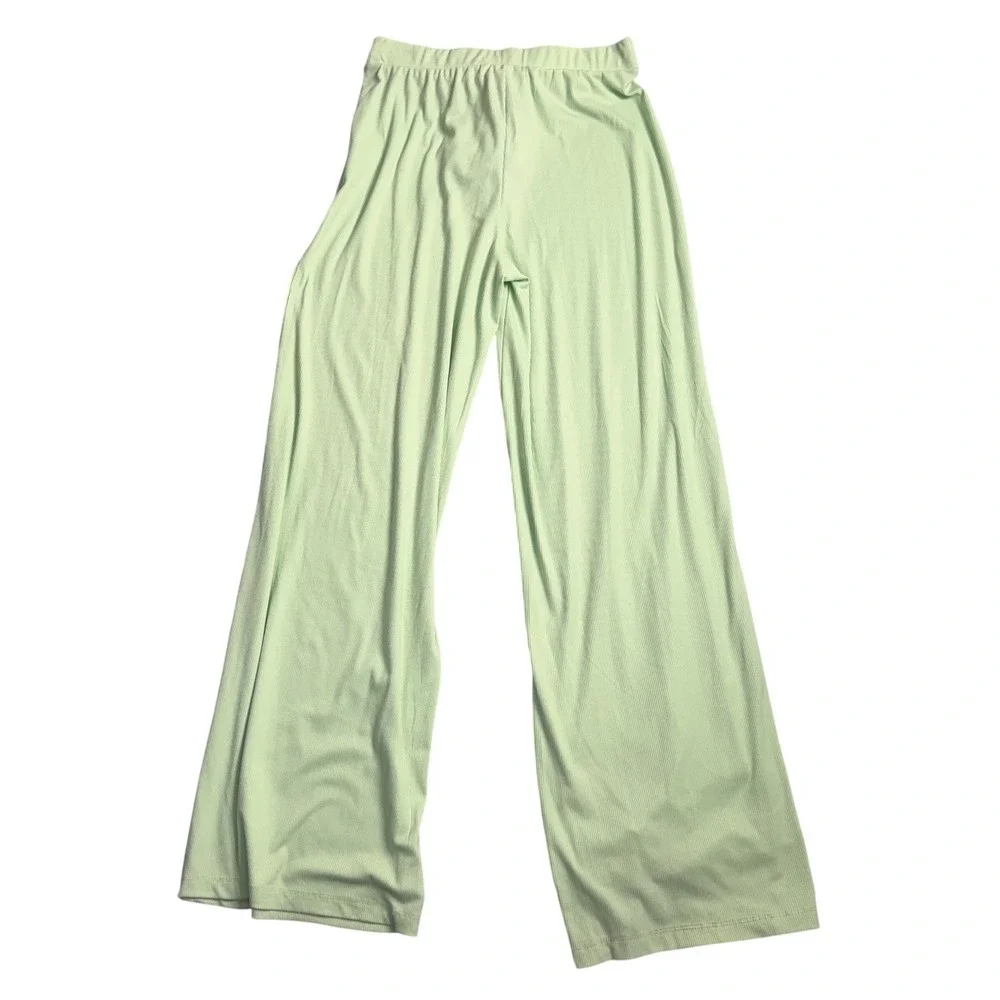 DISCREET NEW YORK CITY Women Light Green Wide Leg Palazzo Pants Size L - Picture 5 of 5